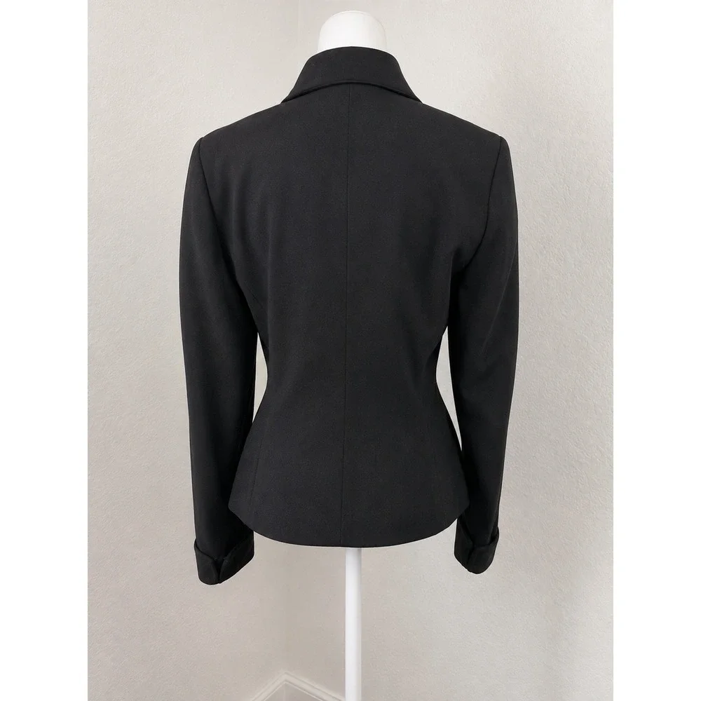 Kasper for A.S.L. Blazer Size 8 Black Embroidered Front Career Evening Jacket